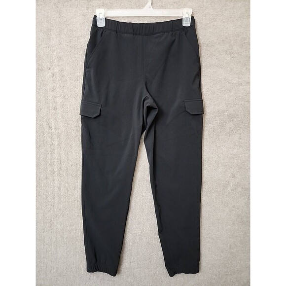 Eddie Bauer Cargo Jogger Pants Womens 8 Black Fleece Lined Pull On - Picture 1 of 11
